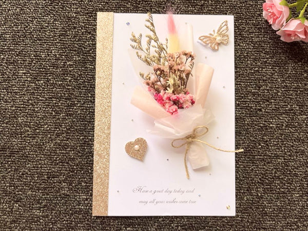 Luxury Personalised 3D Preserved Dried Flower Birthday Card  C100