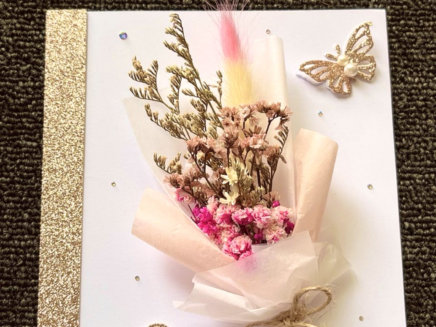 Luxury Personalised 3D Preserved Dried Flower Birthday Card  C100