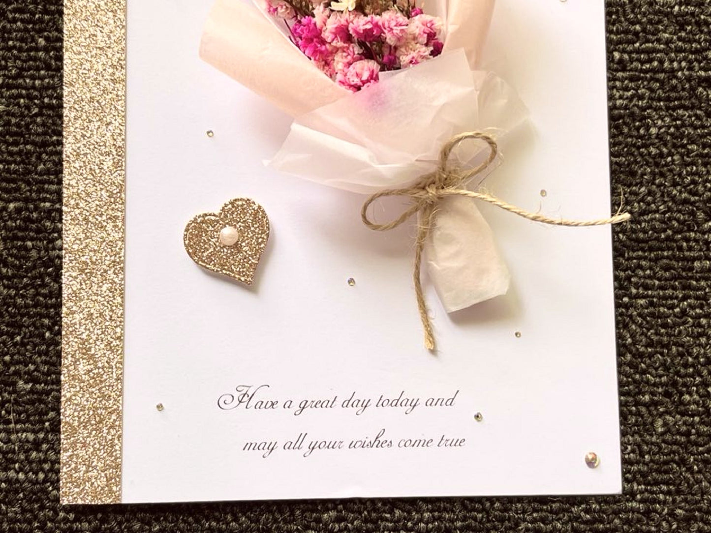 Luxury Personalised 3D Preserved Dried Flower Birthday Card  C100