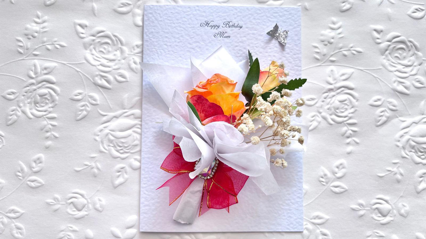 Luxury Handmade Personalised Floral Birthday Card  C1004