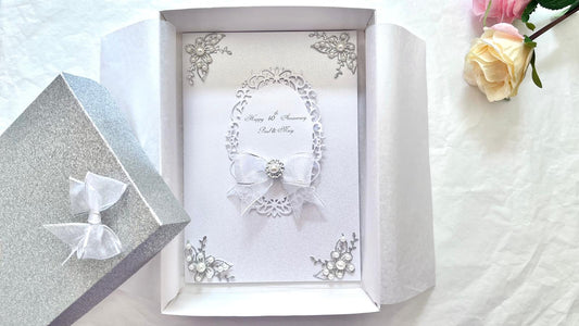 Luxury Handmade Personalised Wedding /  Anniversary Card with Box C1005