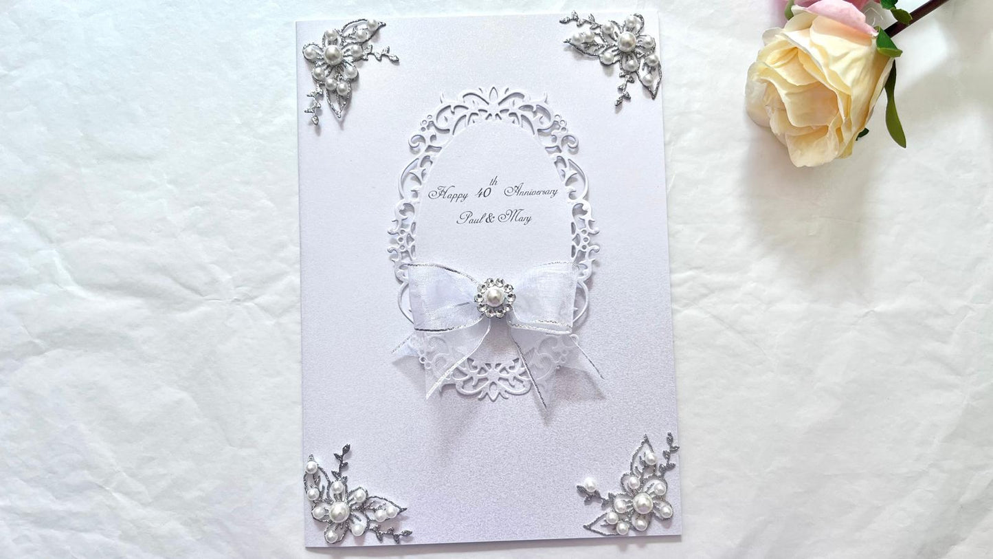Luxury Handmade Personalised Wedding /  Anniversary Card with Box C1005