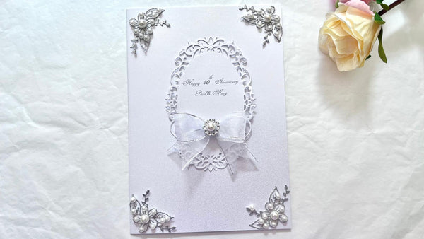 Luxury Handmade Personalised Wedding /  Anniversary Card with Box C1005