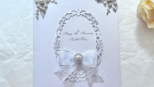 Luxury Handmade Personalised Wedding /  Anniversary Card with Box C1005
