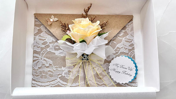 Luxury Handmade Personalised Dried Flower Envelope Birthday Card  C1009