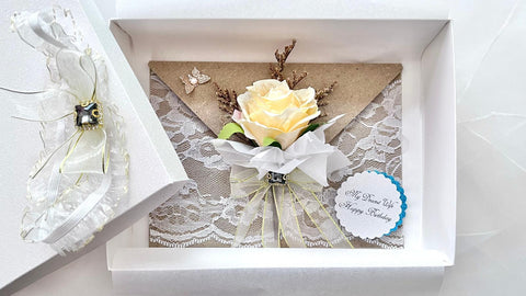 Luxury Handmade Personalised Dried Flower Envelope Birthday Card  C1009