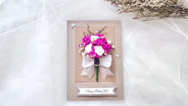 Luxury Handmade Personalised Dried Flower Envelope Birthday Card  C1100