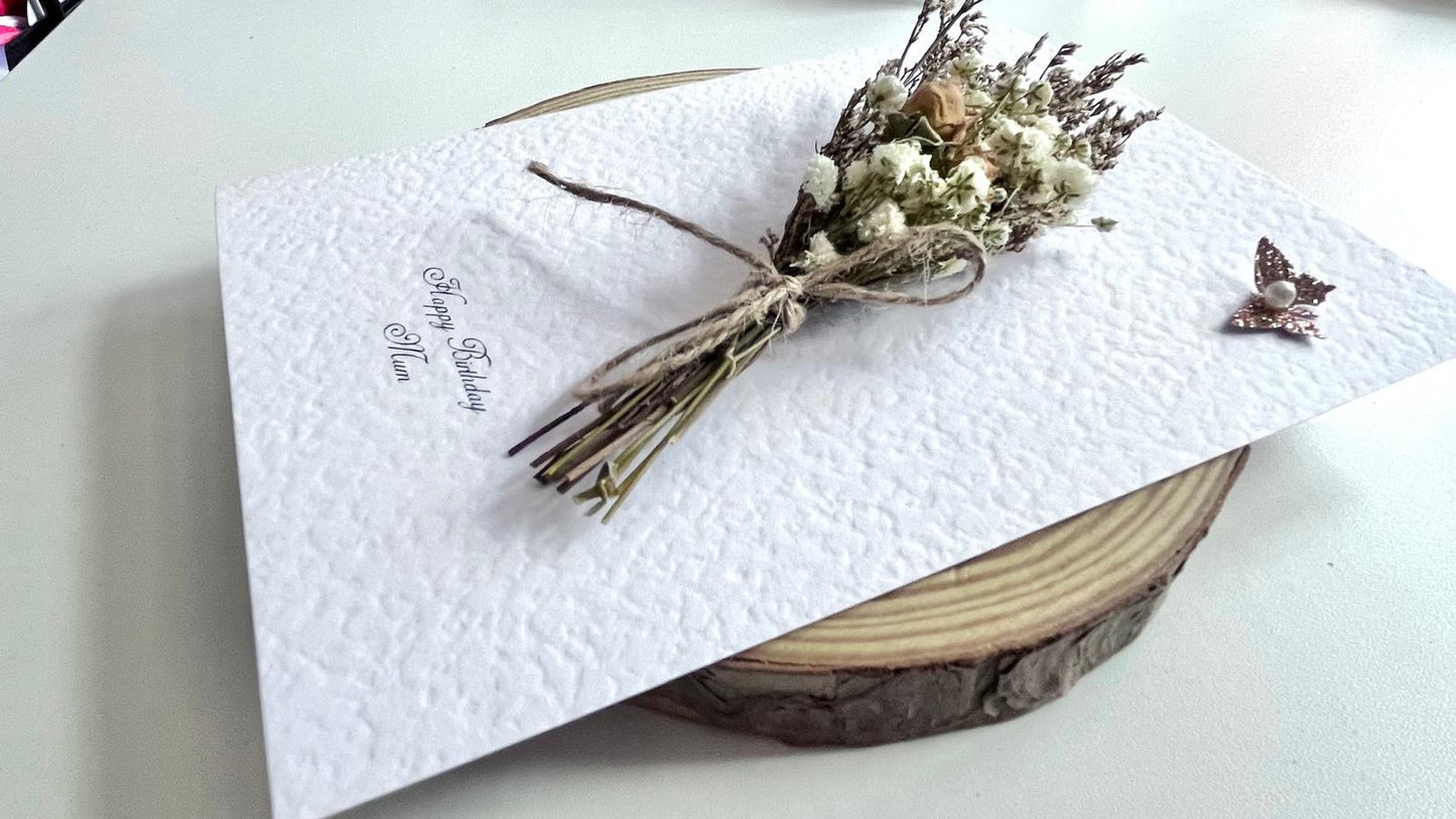 Luxury Birthday Gift for Her with Envelpe, Handmade Dried Flower Bouquet with Personalised Card, Floral Birthday Card for Girls Women C1101