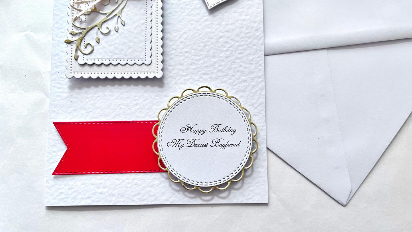 Luxury Handmade Personalised Birthday Flower Card  for Men with Envelope  C1101