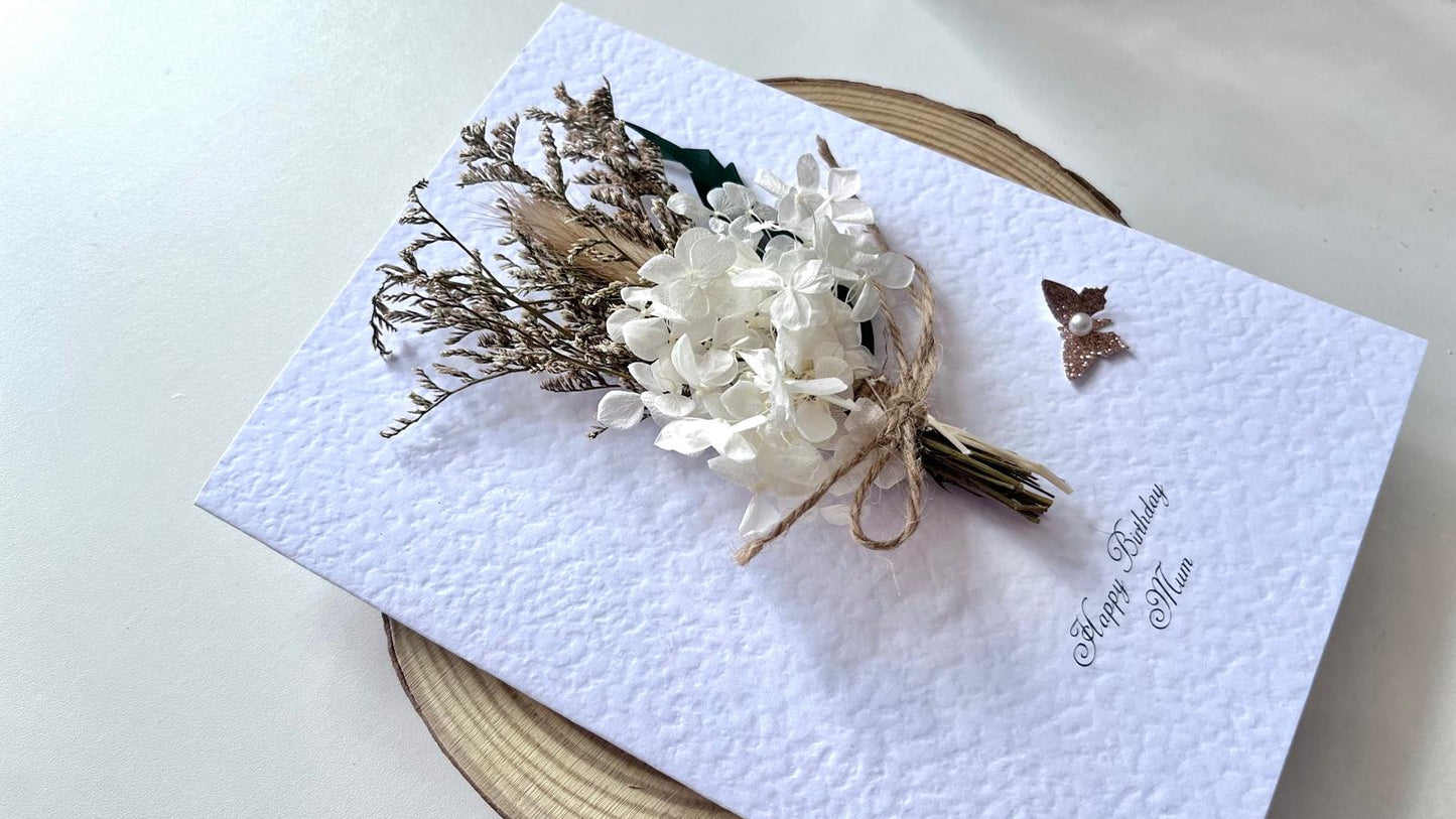 Luxury Birthday Gift for Her with Envelpe, Handmade Flower Bouquet with Personalised Card, Floral Birthday Card for Girls Women C1102