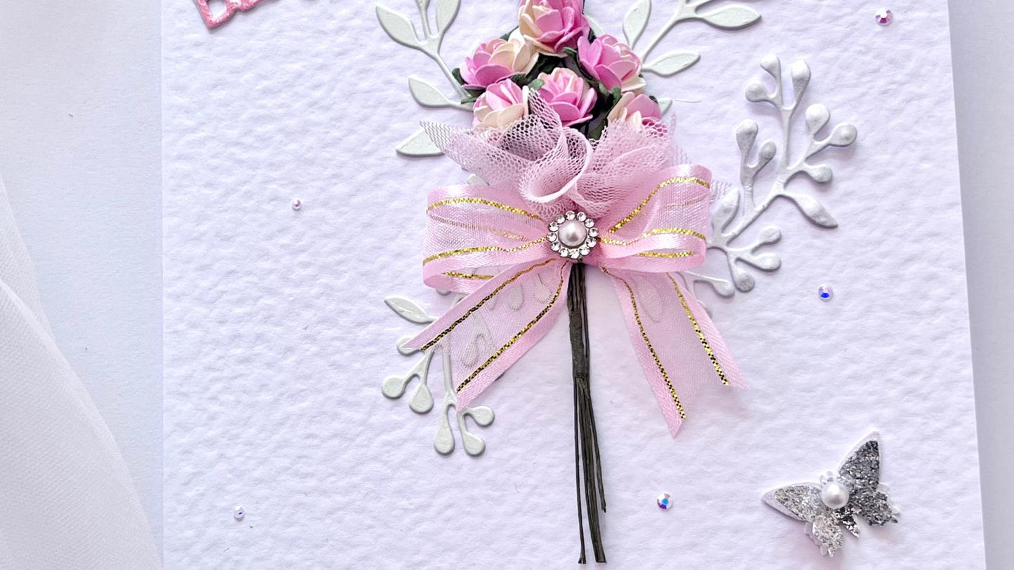 Luxury Handmade Personalised Floral Birthday Flower Card C1103