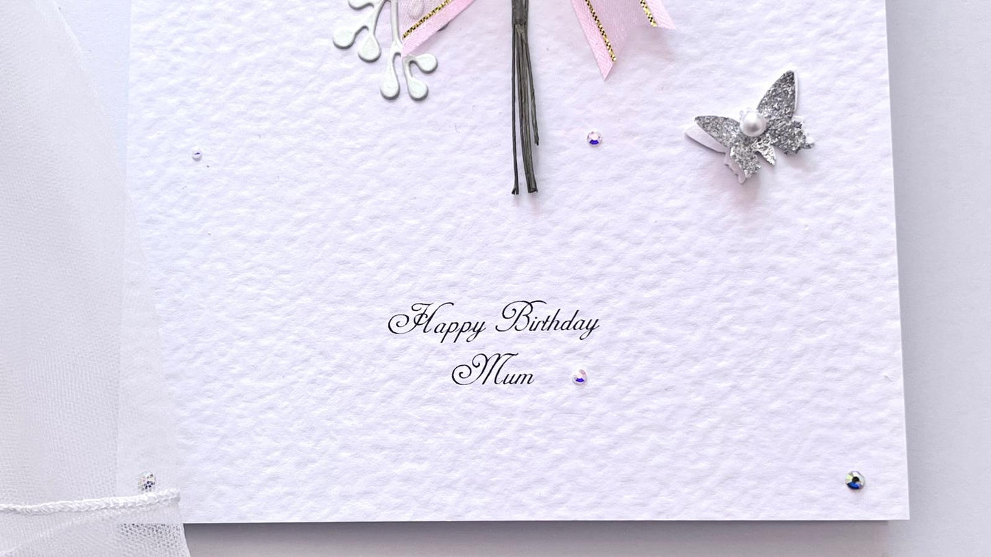 Luxury Handmade Personalised Floral Birthday Flower Card C1103