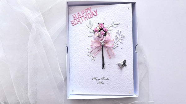 Luxury Handmade Personalised Floral Birthday Flower Card C1103