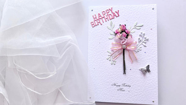 Luxury Handmade Personalised Floral Birthday Flower Card C1103