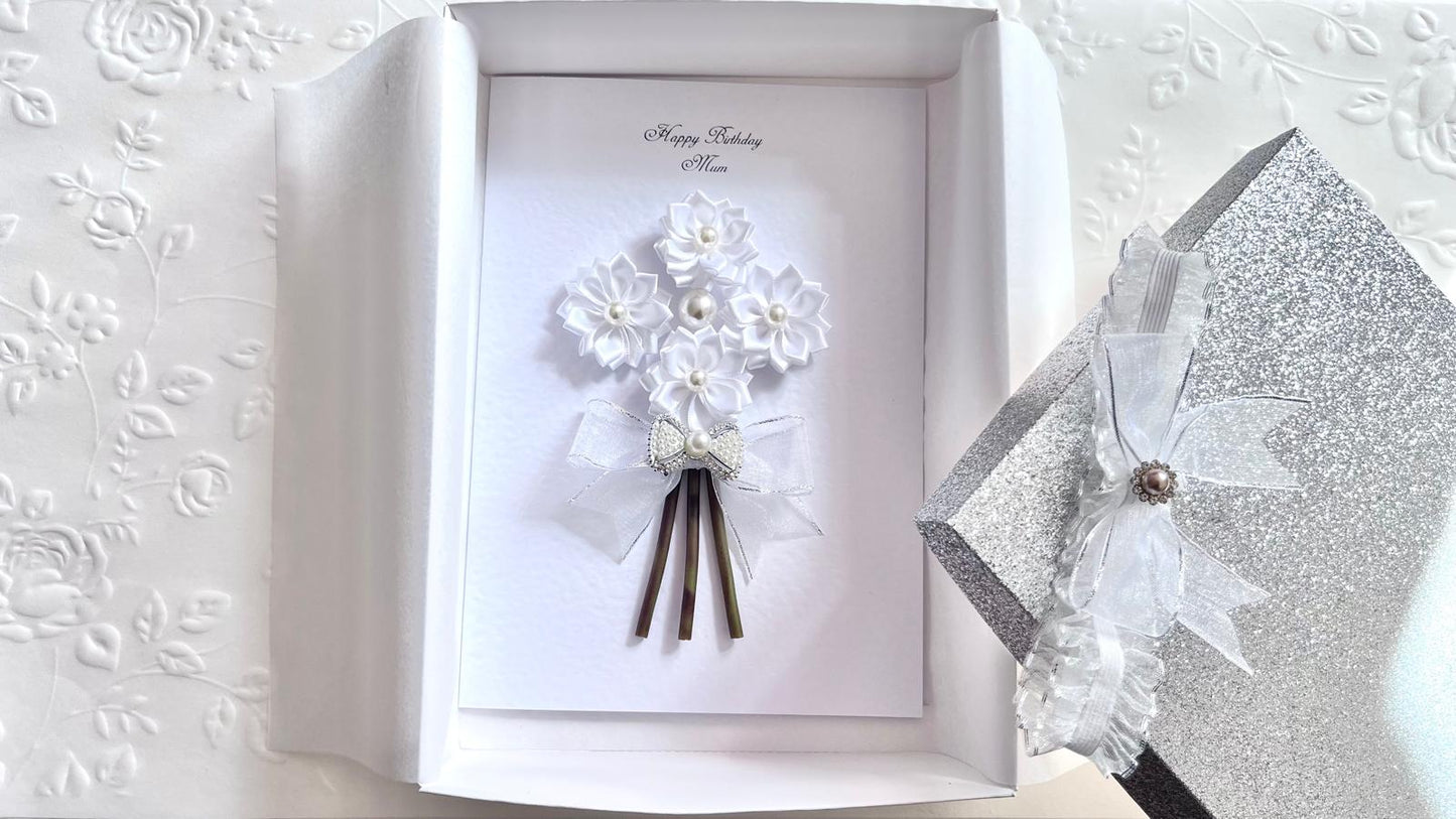 Luxury Handmade Personalised Floral Birthday Flower Card C1106
