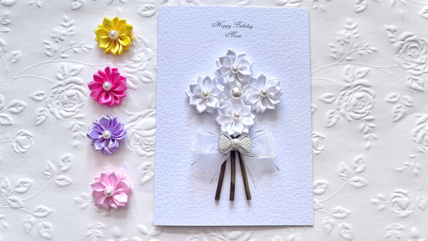 Luxury Handmade Personalised Floral Birthday Flower Card C1106