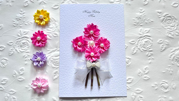 Luxury Handmade Personalised Floral Birthday Flower Card C1106