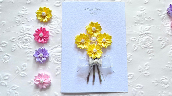 Luxury Handmade Personalised Floral Birthday Flower Card C1106