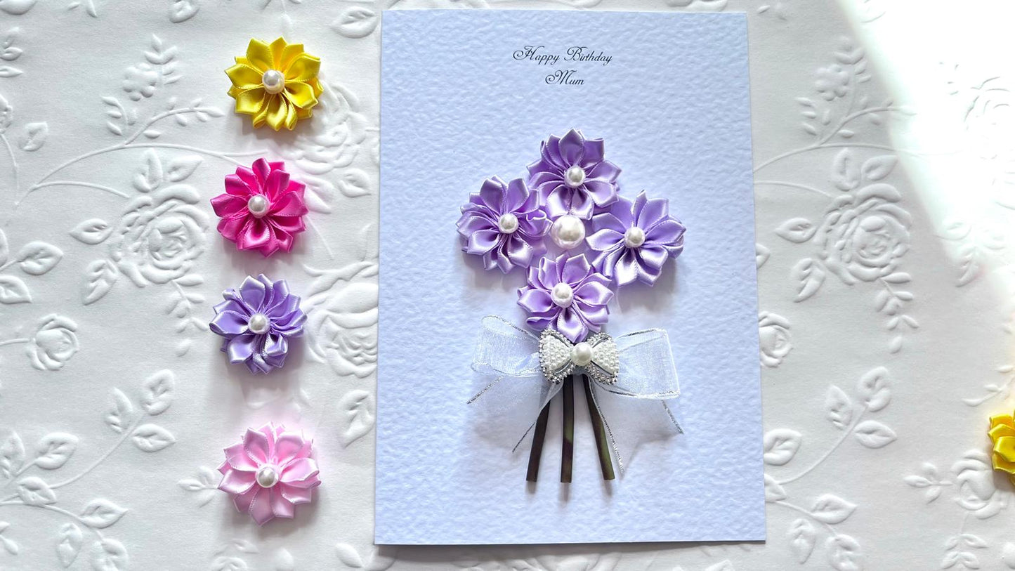 Luxury Handmade Personalised Floral Birthday Flower Card C1106