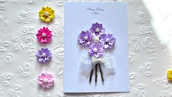 Luxury Handmade Personalised Floral Birthday Flower Card C1106