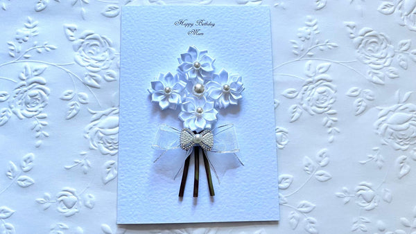 Luxury Handmade Personalised Floral Birthday Flower Card C1106