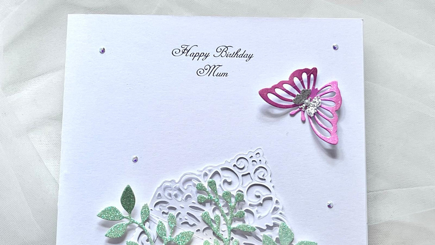 Luxury Handmade Personalised Floral Birthday Flower Card C1109