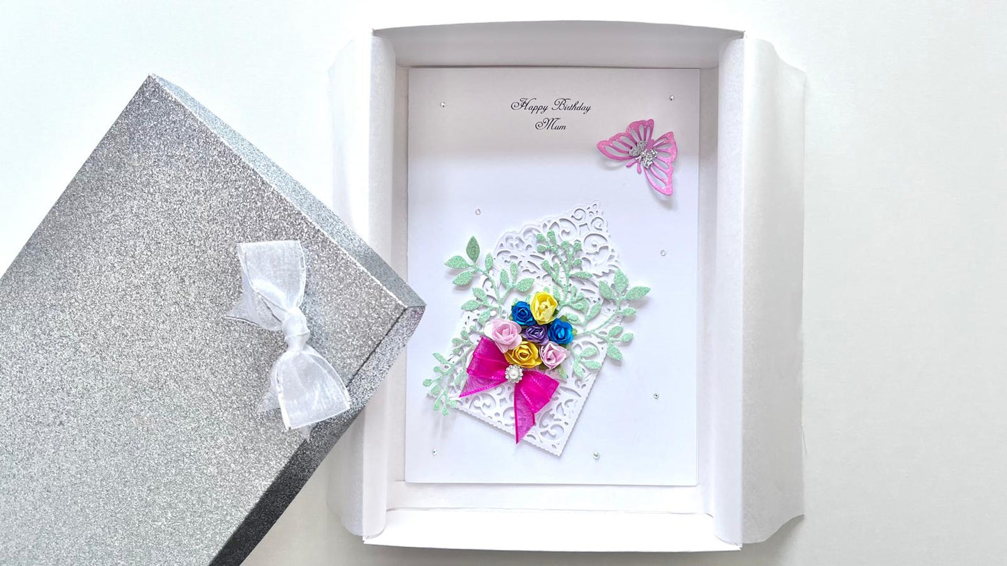 Luxury Handmade Personalised Floral Birthday Flower Card C1109