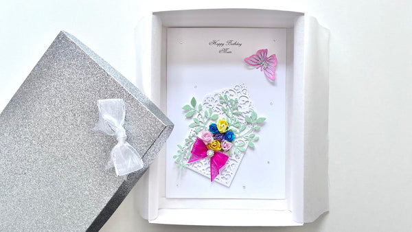Luxury Handmade Personalised Floral Birthday Flower Card C1109