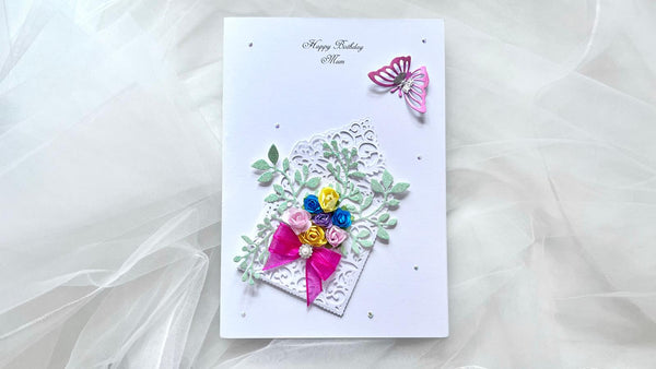 Luxury Handmade Personalised Floral Birthday Flower Card C1109