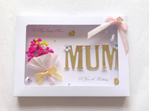 Luxury Handmade Personalised Birthday Card, 3D Dried Flower Card  C423