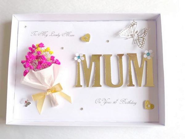 Luxury Handmade Personalised Birthday Card, 3D Dried Flower Card  C423