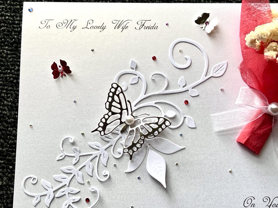 Luxury Handmade Personalised Birthday Card, 3D Dried Flower Card  C424