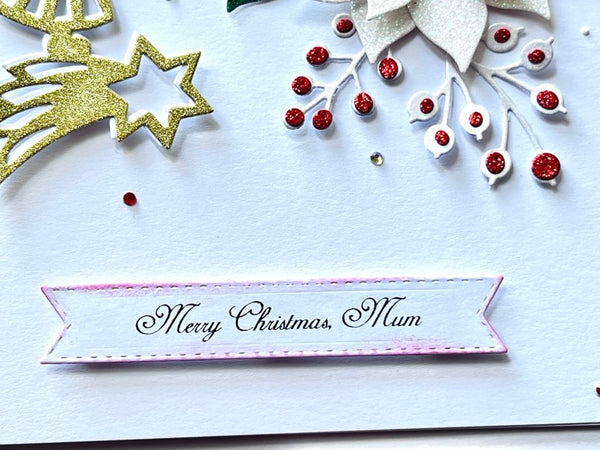 Luxury Handmade Personalised Christmas Card with Envelope, Christmas Card for Mum, Wife, Sister, Daughter, Auntie C500