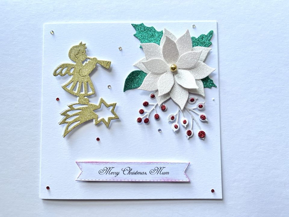 Luxury Handmade Personalised Christmas Card with Envelope, Christmas Card for Mum, Wife, Sister, Daughter, Auntie C500