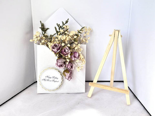 Luxury Handmade Personalised Envelope Box with Wooden Stand C501