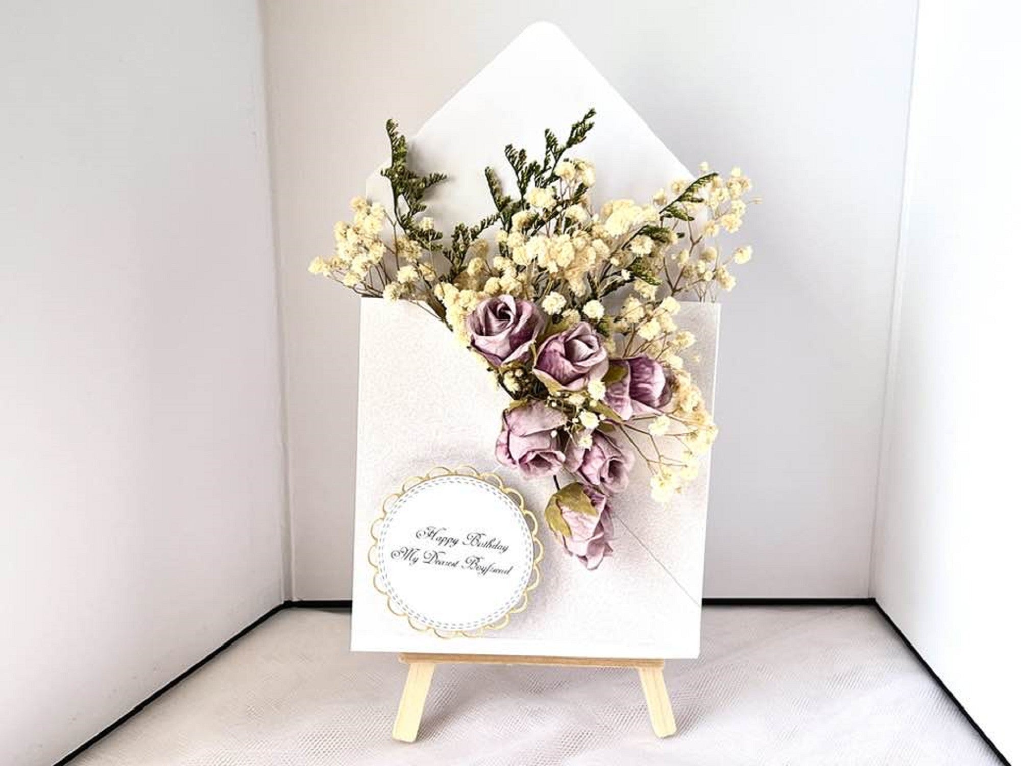 Luxury Handmade Personalised Envelope Box with Wooden Stand C501