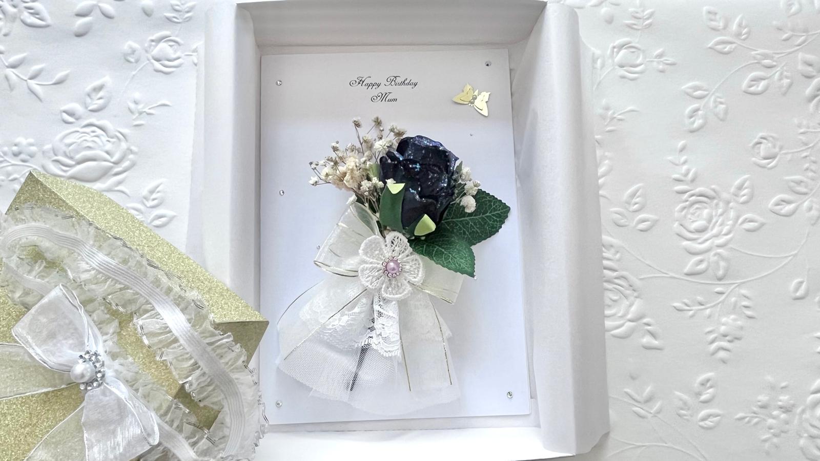 Luxury Handmade Personalised Dried Flower Birthday Card with Box C502