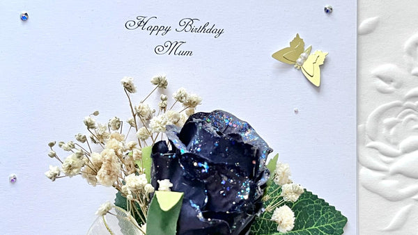 Luxury Handmade Personalised Dried Flower Birthday Card with Box C502