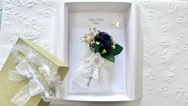 Luxury Handmade Personalised Dried Flower Birthday Card with Box C502