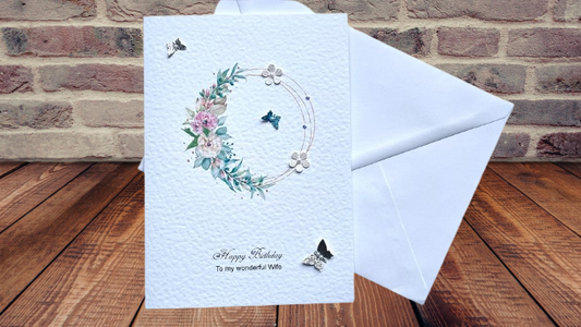 Luxury Handmade Birthday Card for Wife with Envelope, Greeting Card C510