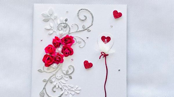 Luxury Handmade Personalised Red Flower Birthday Card C510