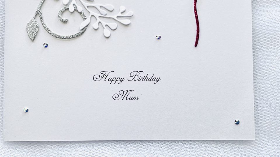 Luxury Handmade Personalised Red Flower Birthday Card C510