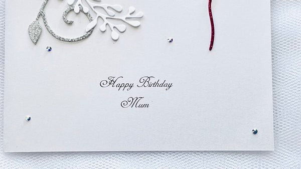 Luxury Handmade Personalised Red Flower Birthday Card C510