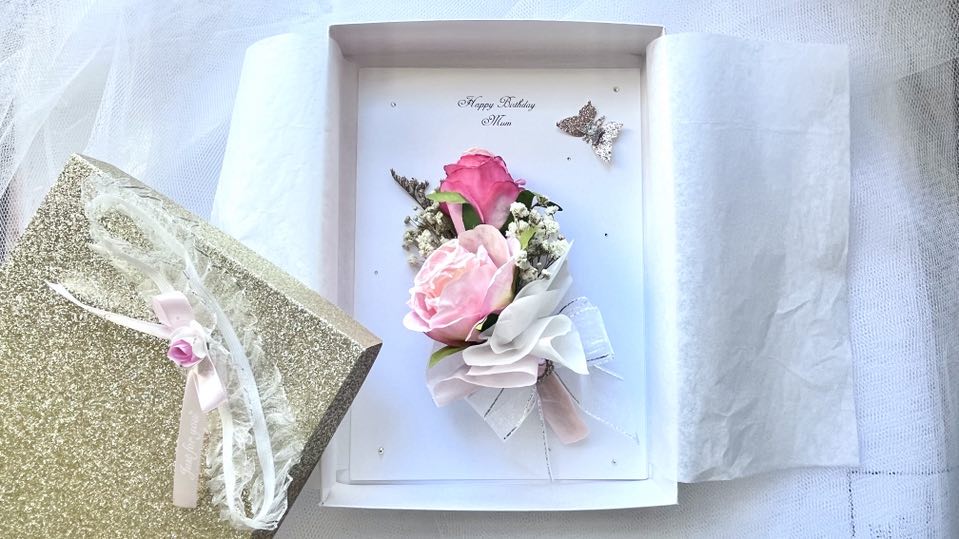 Luxury Handmade Personalised Dried Flower Birthday Card  C620