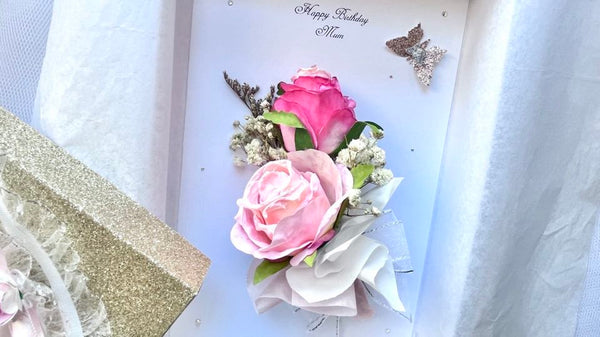 Luxury Handmade Personalised Dried Flower Birthday Card  C620