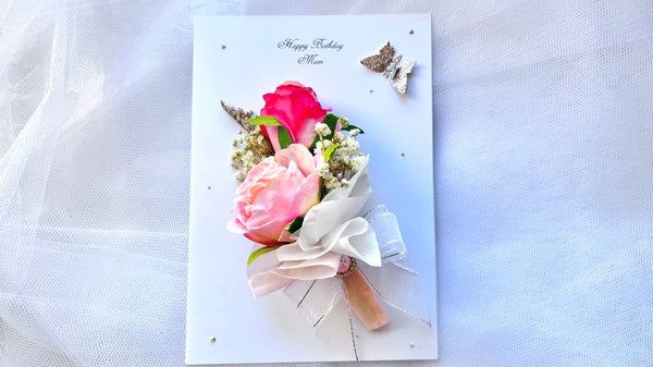 Luxury Handmade Personalised Dried Flower Birthday Card  C620