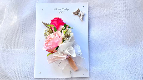 Luxury Handmade Personalised Dried Flower Birthday Card  C620