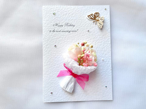 Luxury Personalised Handmade Dried Flower Birthday Card    C621