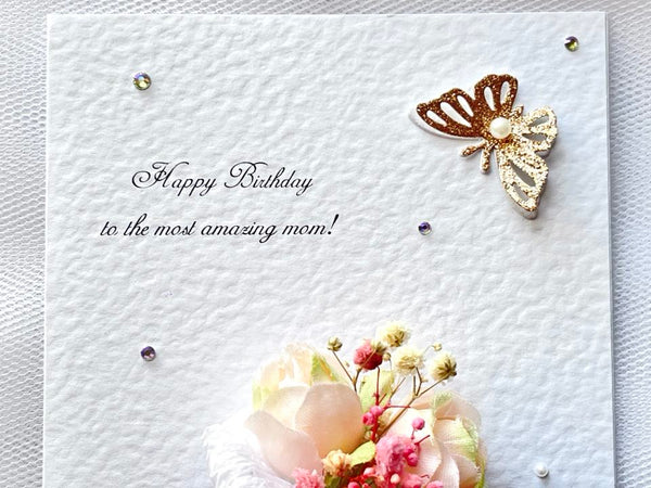 Luxury Personalised Handmade Dried Flower Birthday Card    C621