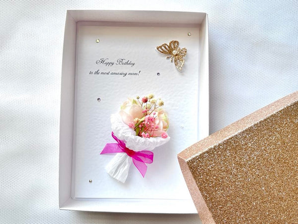 Luxury Personalised Handmade Dried Flower Birthday Card    C621